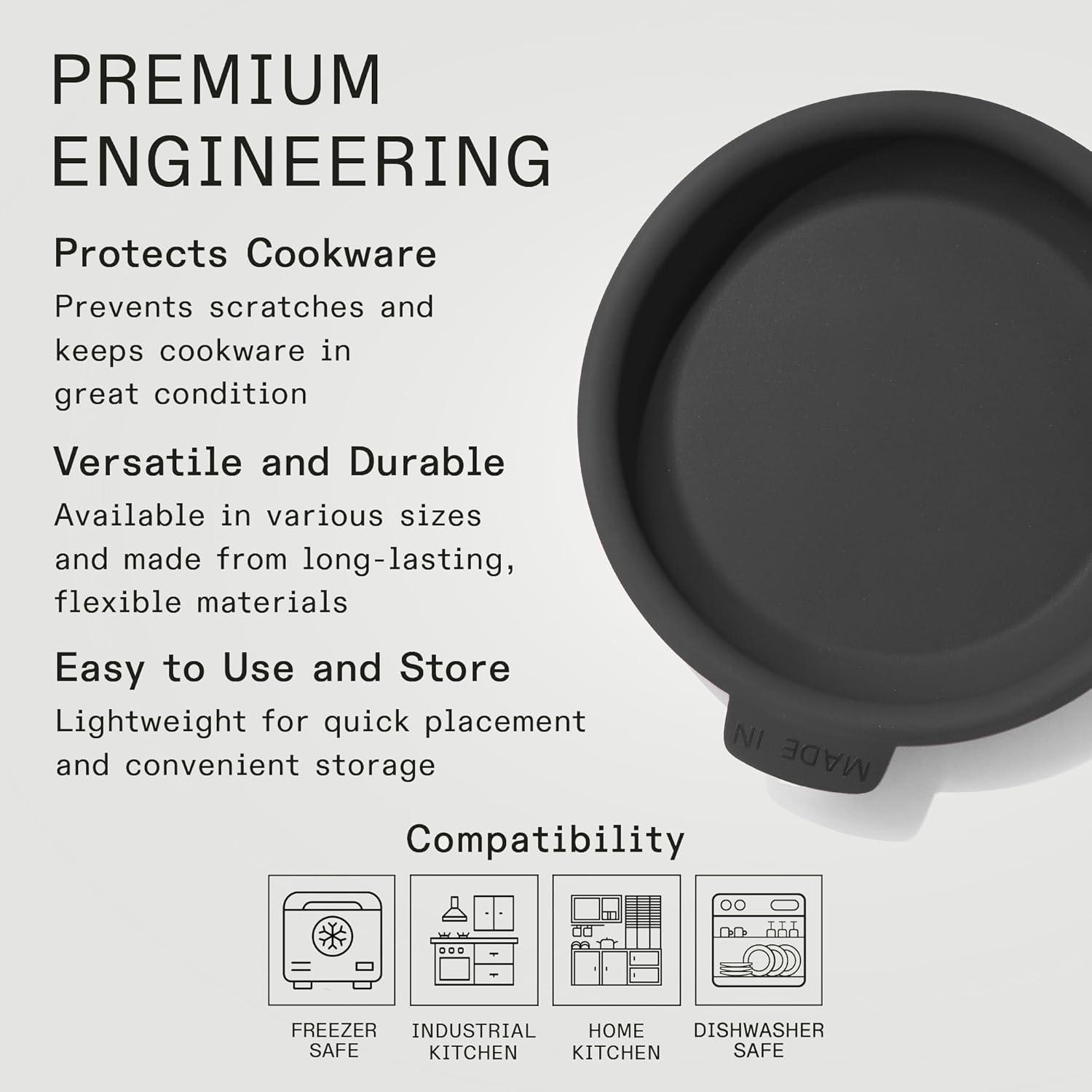 image:imageMade In Cookware 12 Frying Pan Protector Molded Silicone Dishwasher Safe GraphiteGraphite