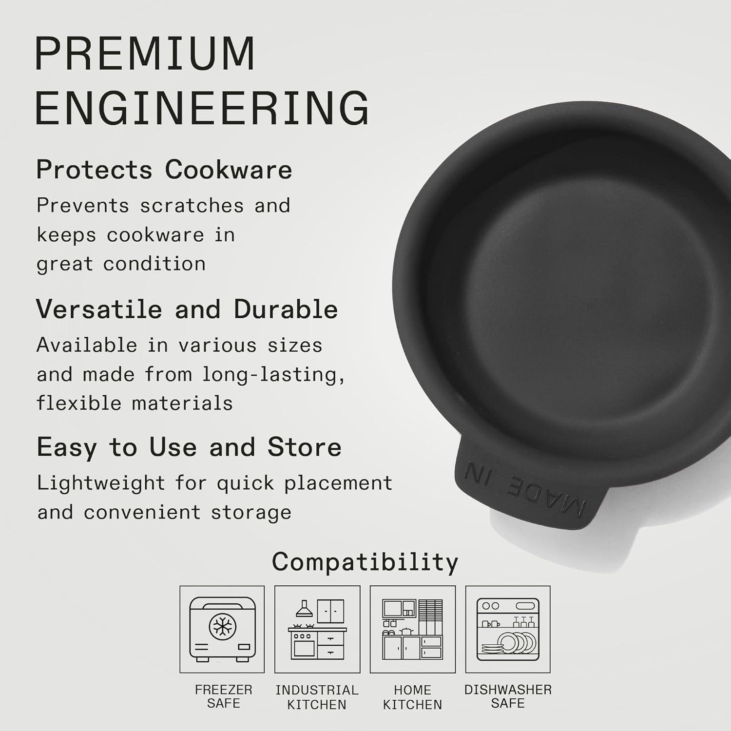 image:imageMade In Cookware 12 Frying Pan Protector Molded Silicone Dishwasher Safe GraphiteGraphite