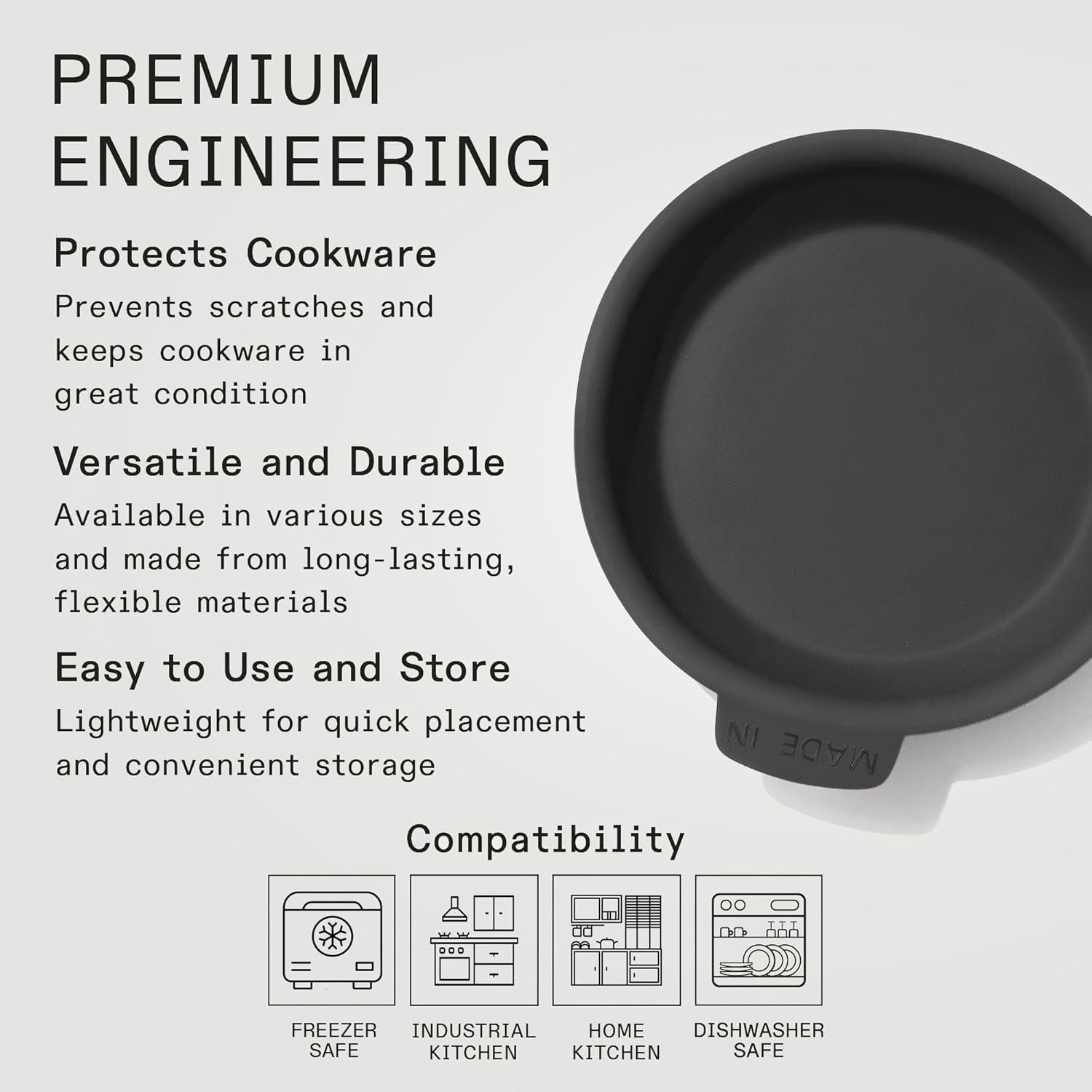 image:imageMade In Cookware 12 Frying Pan Protector Molded Silicone Dishwasher Safe GraphiteGraphite