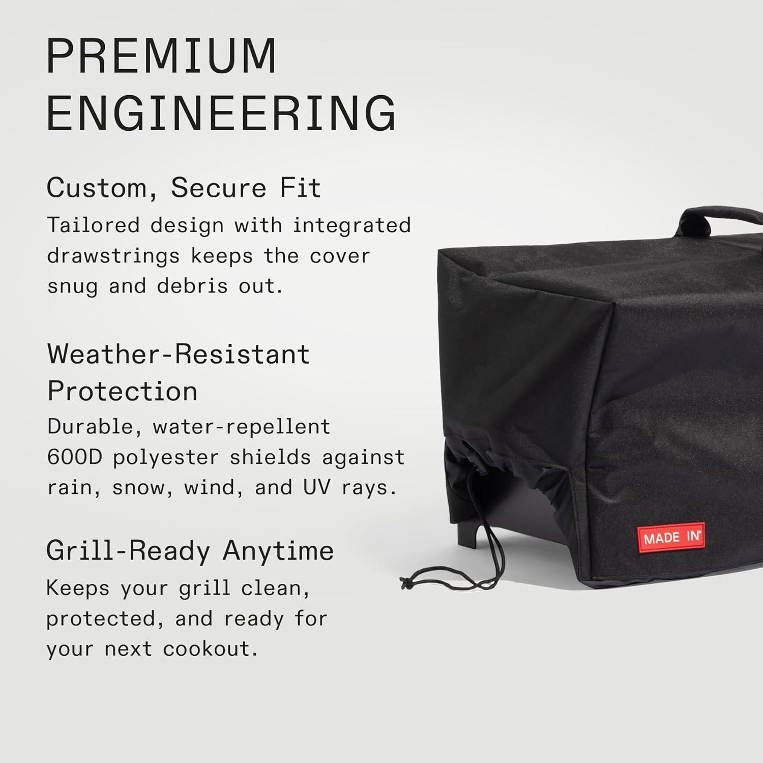 image:imageMade In Cookware 22 Grill Cover Tailored Fit with Drawstrings for Secure Closure HeavyDuty 600D Polyester Black