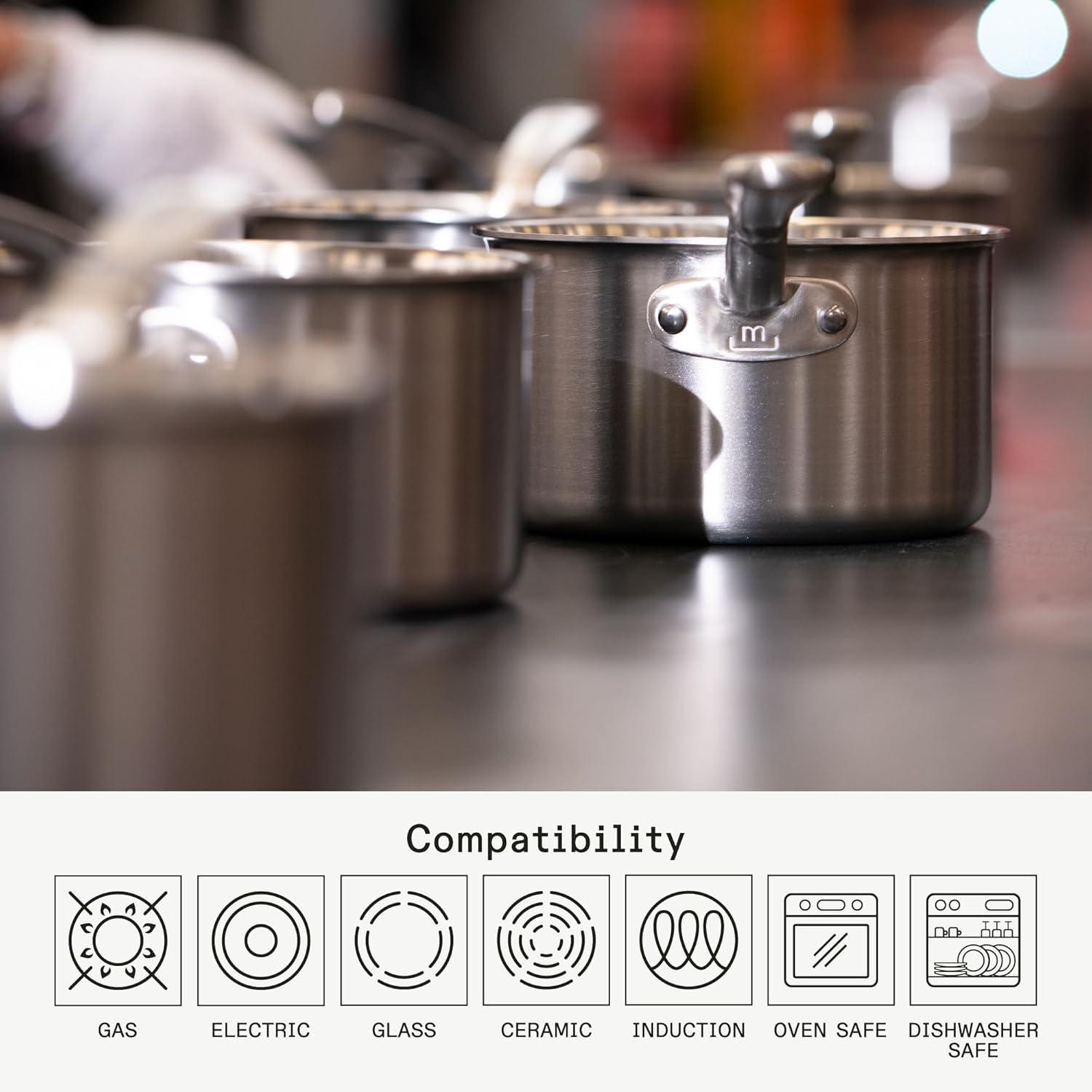 image:imageMade In Cookware 7 Piece ProCoat Non Stick Pot and Pan Set Graphite 5 Ply Stainless Clad Includes Stock Pot Saute Pan Saucepan and Frying Pan Professional Cookware Crafted in Italy