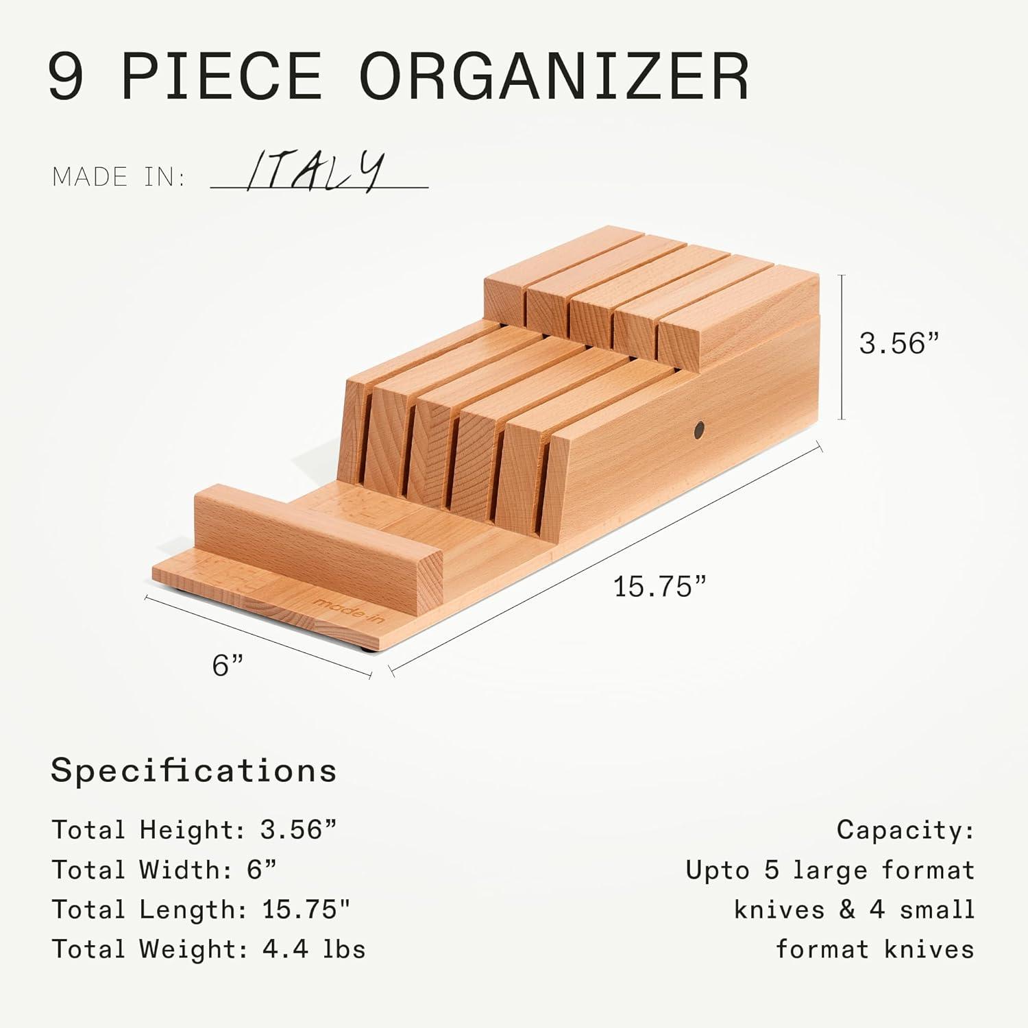 image:imageMade In Cookware 9 Piece Knife Organizer Italian Beechwood Crafted in Italy9 PCs