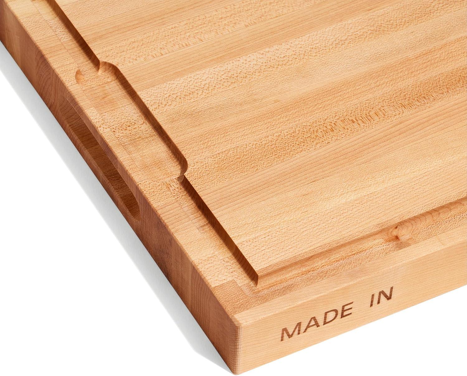 image:imageMade In Cookware Butcher Block Maple Wood Thick Charcuterie Board with Side Handles 1775x1175