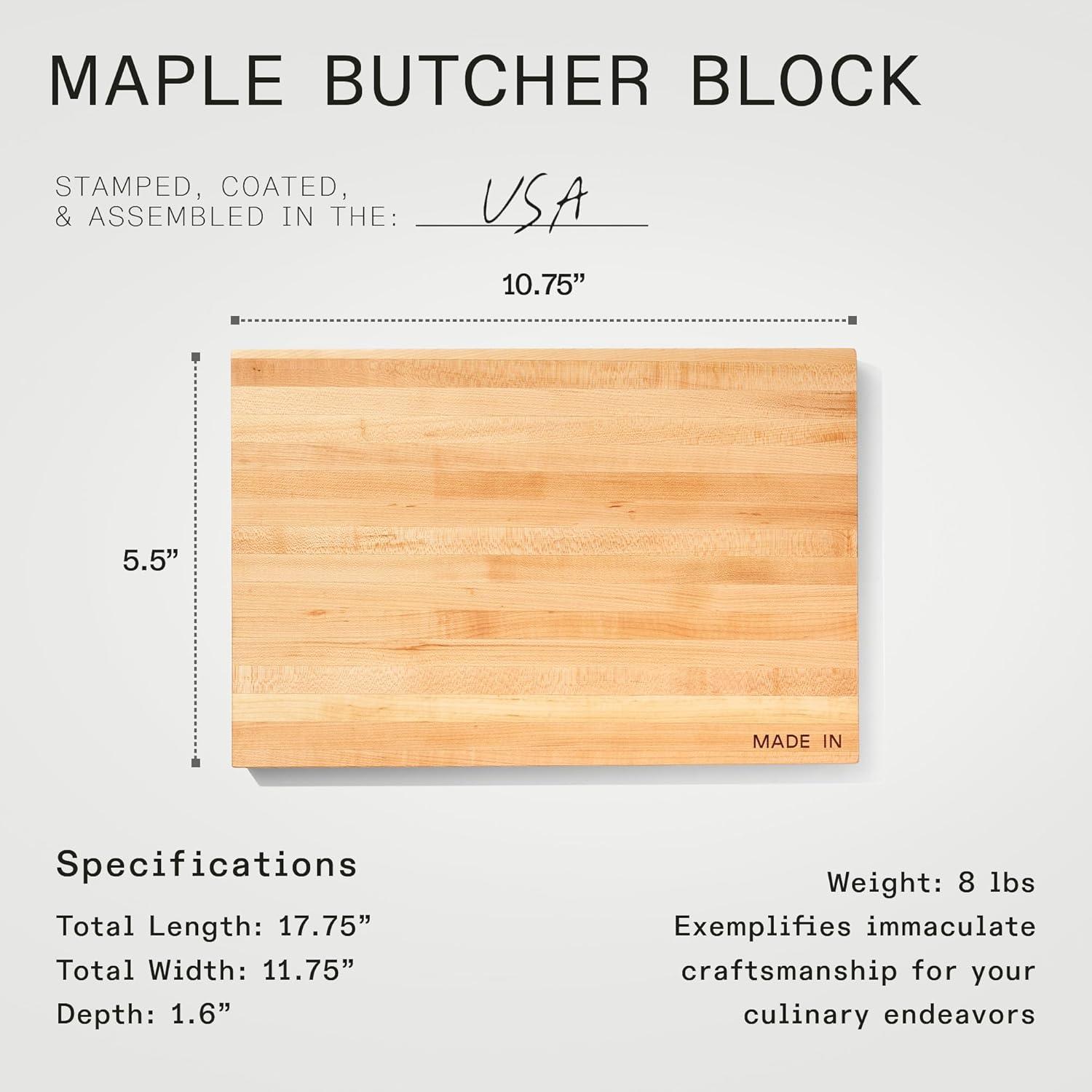 image:imageMade In Cookware Butcher Block Maple Wood Thick Charcuterie Board with Side Handles 1775x1175
