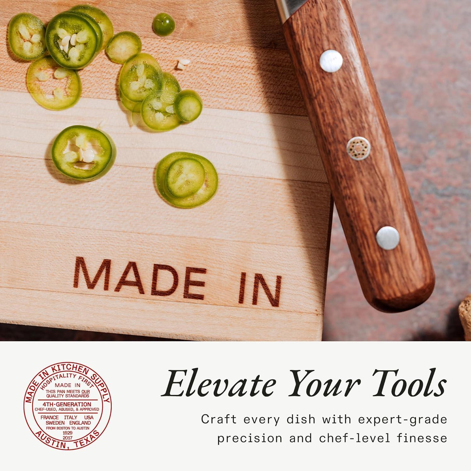 image:imageMade In Cookware Butcher Block Maple Wood Thick Charcuterie Board with Side Handles 1775x1175