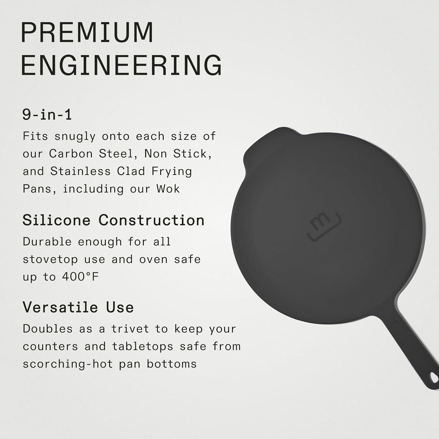 image:imageMade In Cookware Frying Pan Silicone Universal Lid 9 in 1 Design Fits Multiple Pans Oven Safe 400F Graphite