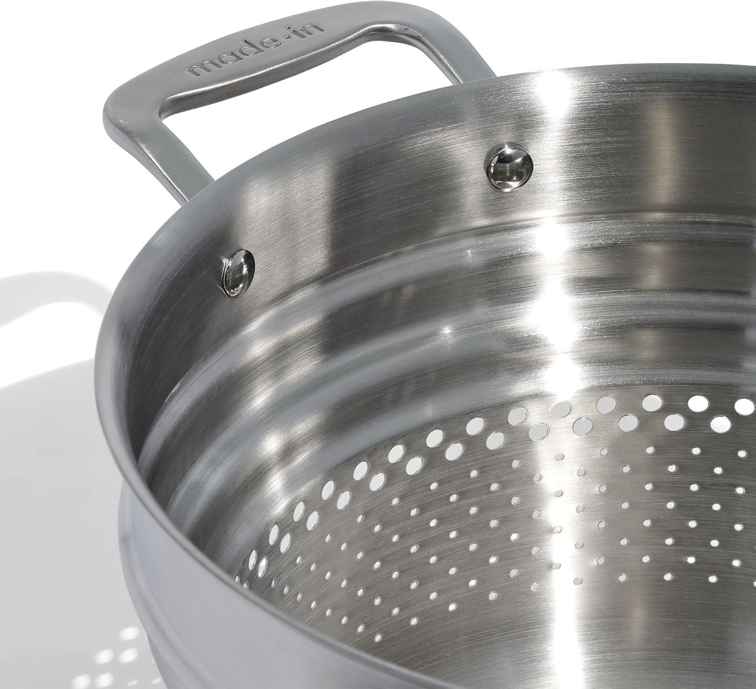 image:imageMade In Cookware Stainless Steel Pasta Insert Premium Stainless Steel Professional Cookware Crafted in Thailand Fits 6 and 8 QT Stock Pots