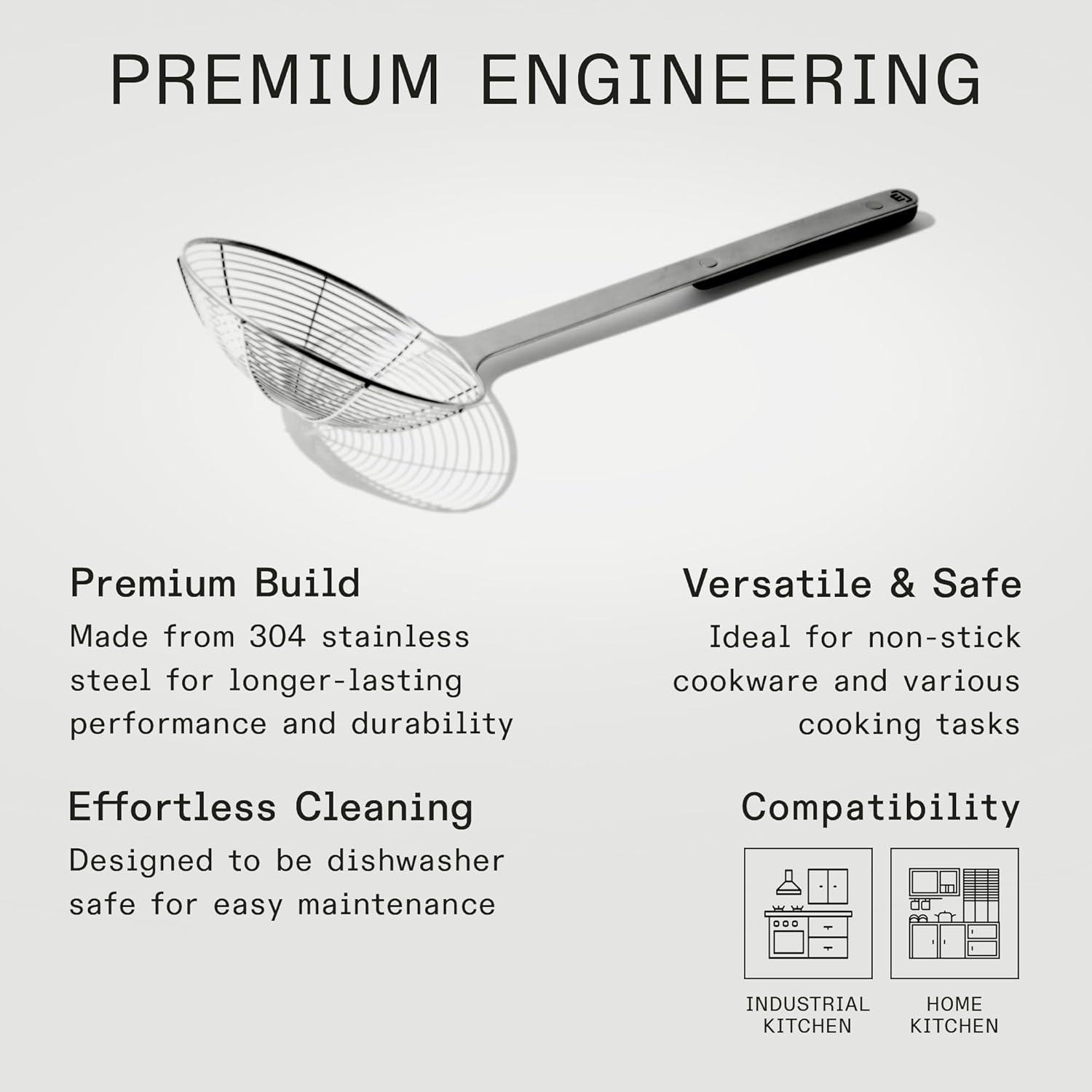 image:imageMade In Cookware Stainless Steel Spider Strainer Skimmer Ladle for Cooking and Frying Harbour Blue POM Handle Kitchen Essentials Dishwasher Safe