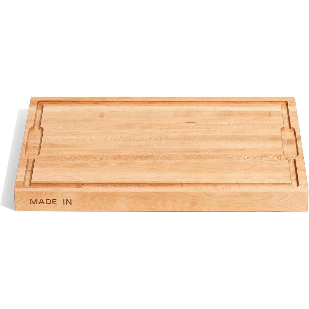 image:imageMade In Cookware Butcher Block Maple Wood Thick Charcuterie Board with Side Handles 1775x1175