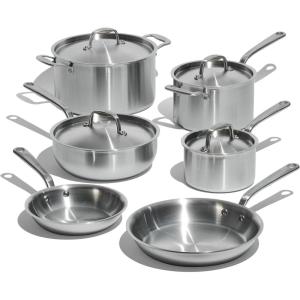 Made In Cookware – 10 Piece Stainless Steel Pot and Pan Set – 5 Ply Clad – Includes Stainless Steel Frying Pans, Saucepans, Saucier and Stock Pot W/Lid – Professional Cookware – Crafted in Italy