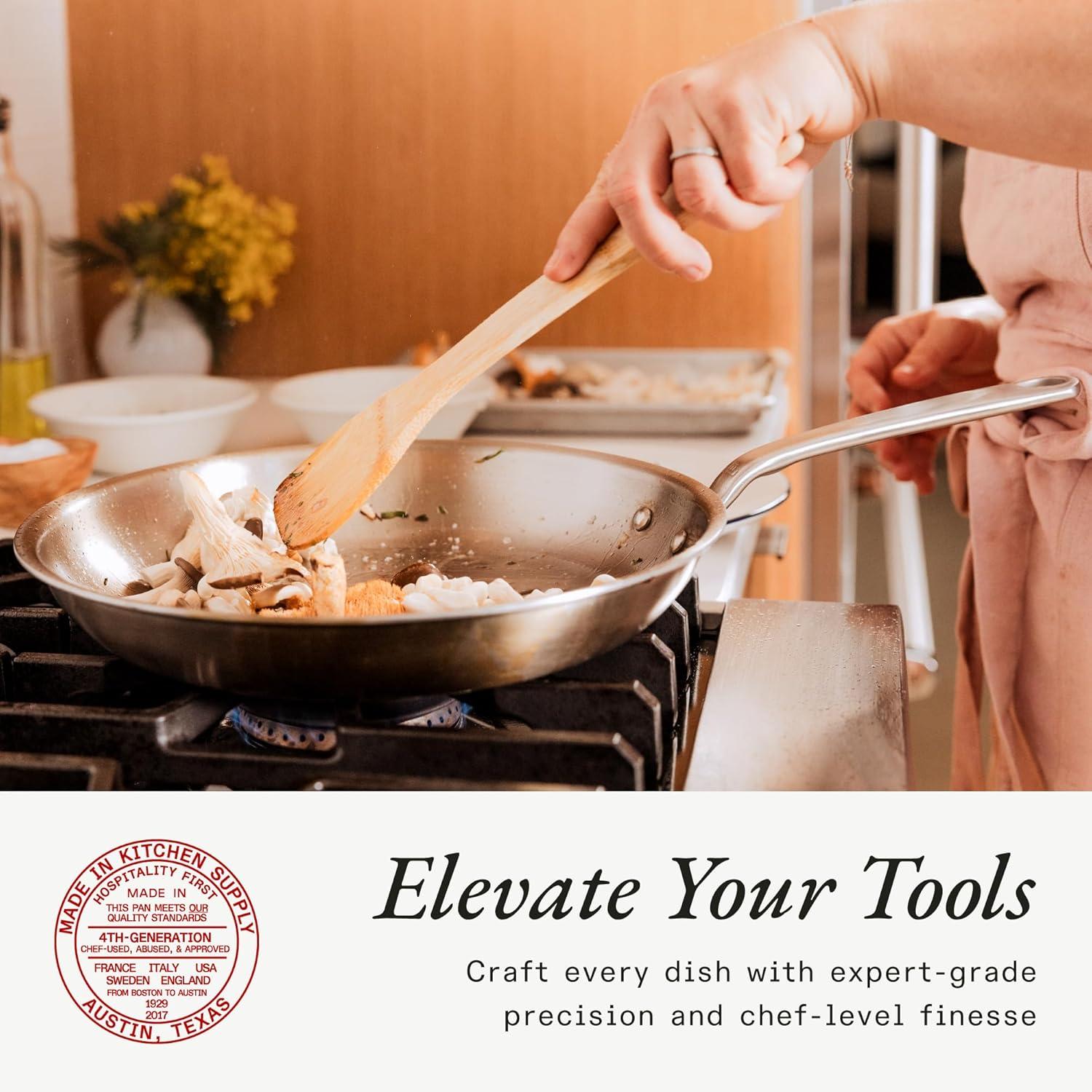 image:imageMade In Cookware 3Piece Includes 81012 Stainless Frying Pan Set 5 Ply Stainless Clad Professional Cookware Crafted in Italy Induction Compatible12inch Stainless Steel Frying Pan