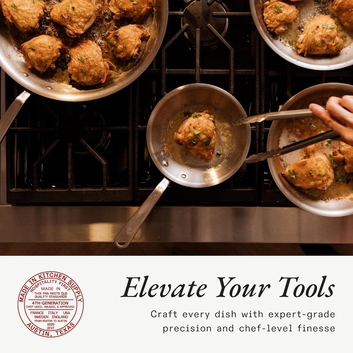 image:imageMade In Cookware 3Piece Includes 81012 Stainless Frying Pan Set 5 Ply Stainless Clad Professional Cookware Crafted in Italy Induction Compatible8 Stainless Steel Frying Pan