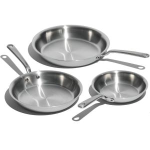 Made In Cookware – 3-Piece (Includes 8″,10″,12″) Stainless Frying Pan Set – 5 Ply Stainless Clad – Professional Cookware – Crafted in Italy – Induction Compatible(3 Piece Set Includes 8″ 10″ 12″)
