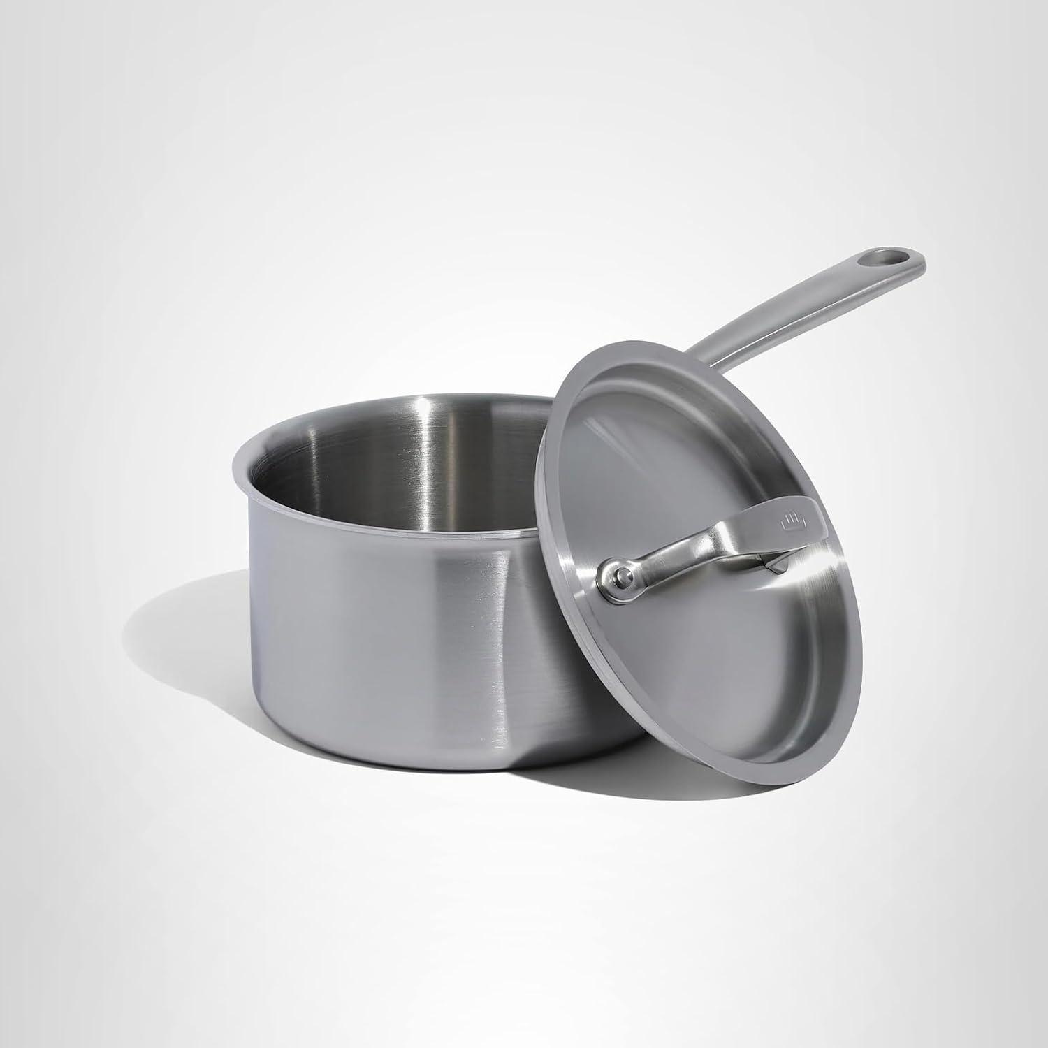 image:imageMade In Cookware 4 Quart Stainless Steel Saucepan with Lid 5 Ply Stainless Clad Sauce Pan Professional Cookware Crafted in Italy Induction Compatible2 Quarts
