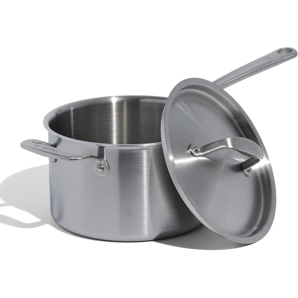 image:imageMade In Cookware 4 Quart Stainless Steel Saucepan with Lid 5 Ply Stainless Clad Sauce Pan Professional Cookware Crafted in Italy Induction Compatible4 Quarts