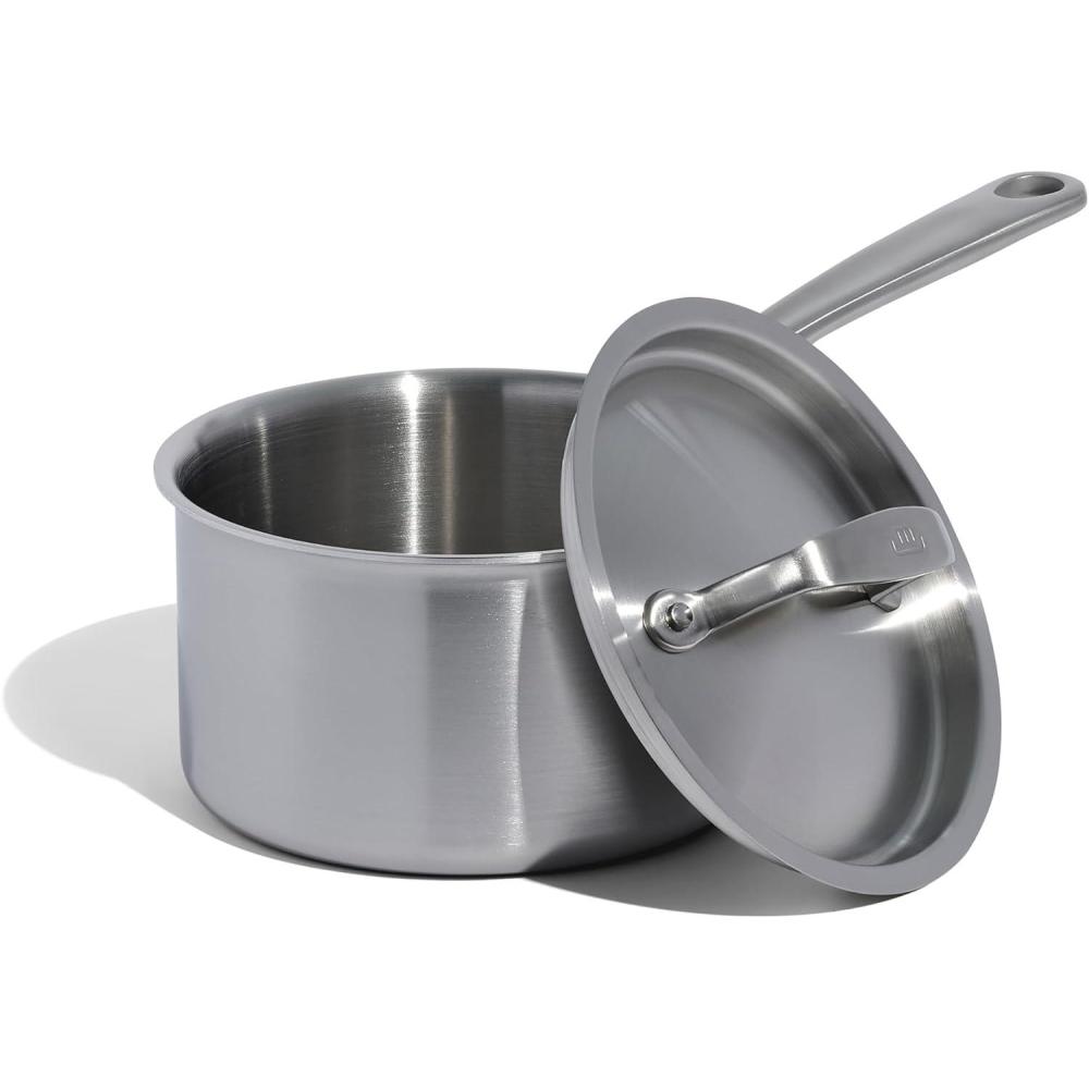 image:imageMade In Cookware 4 Quart Stainless Steel Saucepan with Lid 5 Ply Stainless Clad Sauce Pan Professional Cookware Crafted in Italy Induction Compatible2 Quarts
