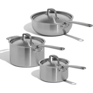 Made In Cookware – 6 Piece Stainless Saucepan Set – 5 Ply Clad – Includes Stainless Steel Saucepans and Saucier with Lid – Professional Cookware – Crafted in Italy