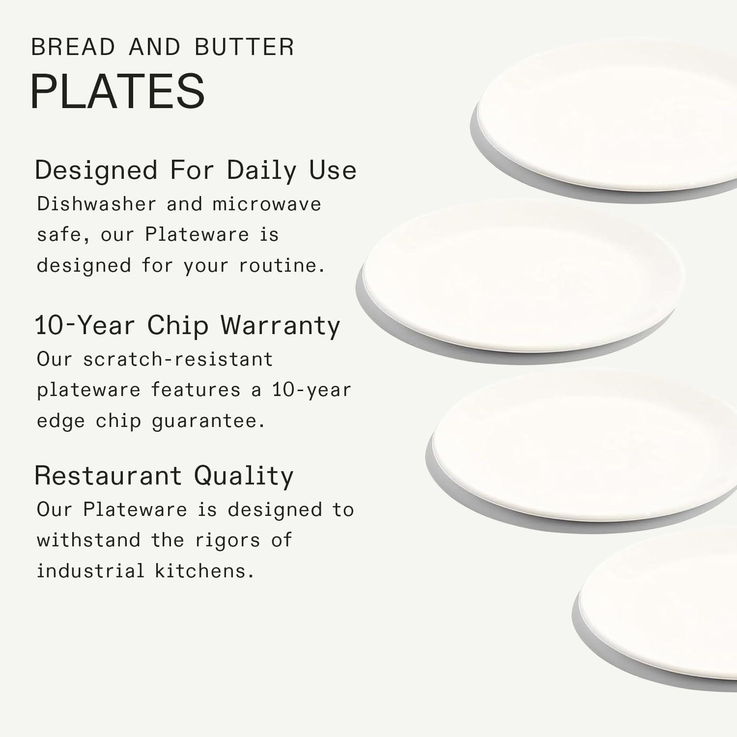 image:imageMade In Cookware Set of 4 Bread and Butter Plates White With Red Rim Porcelain EnglandWhite