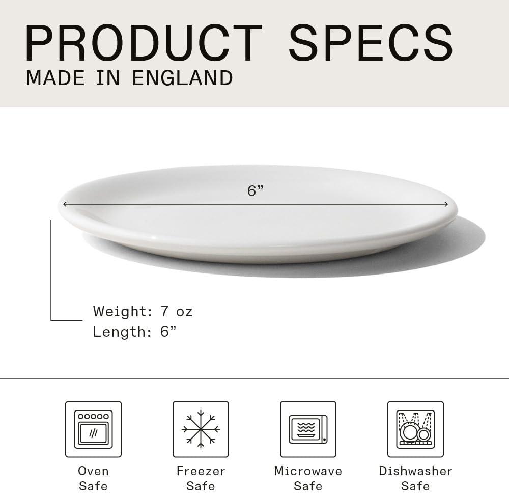 image:imageMade In Cookware Set of 4 Bread and Butter Plates White With Red Rim Porcelain EnglandWhite