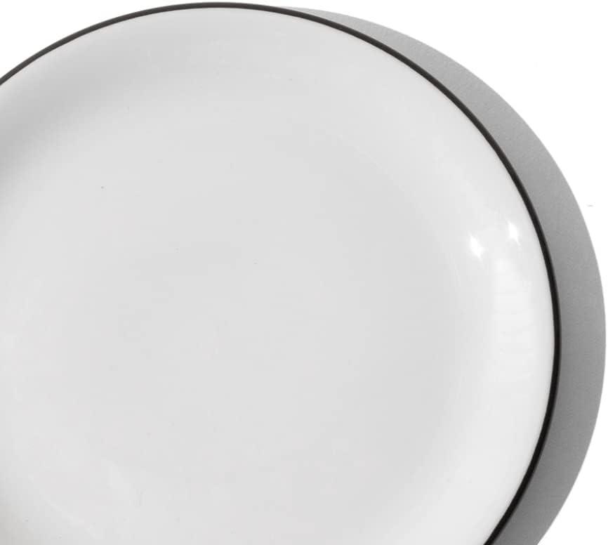 image:imageMade In Cookware Set of 4 Bread and Butter Plates White With Red Rim Porcelain EnglandWhite w Black Rim