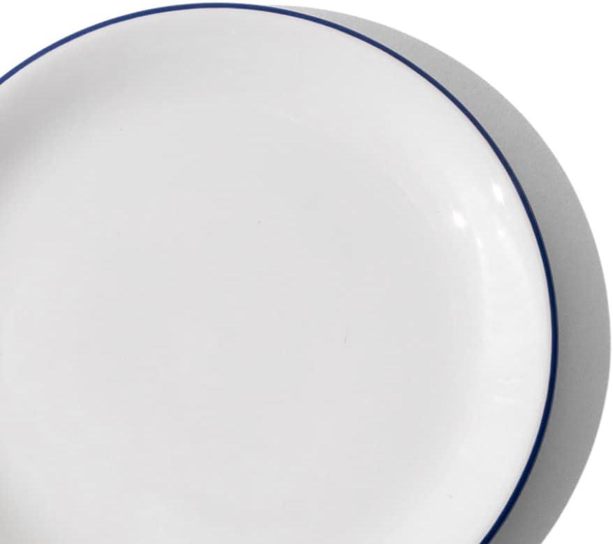 image:imageMade In Cookware Set of 4 Bread and Butter Plates White With Red Rim Porcelain EnglandWhite w Navy Rim