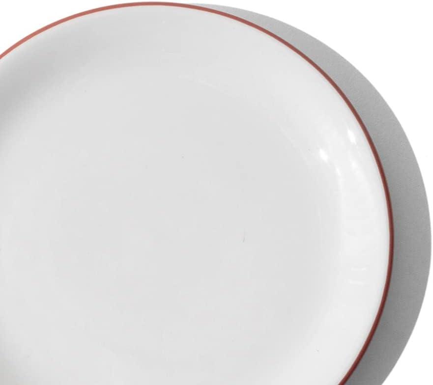 image:imageMade In Cookware Set of 4 Bread and Butter Plates White With Red Rim Porcelain EnglandWhite w Red Rim