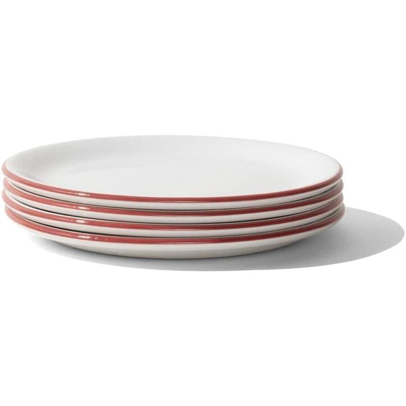 image:imageMade In Cookware Set of 4 Bread and Butter Plates White With Red Rim Porcelain EnglandWhite w Red Rim