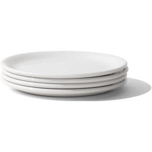 Made In Cookware – Set of 4 – Bread and Butter Plates – White With Red Rim – Porcelain England(White)