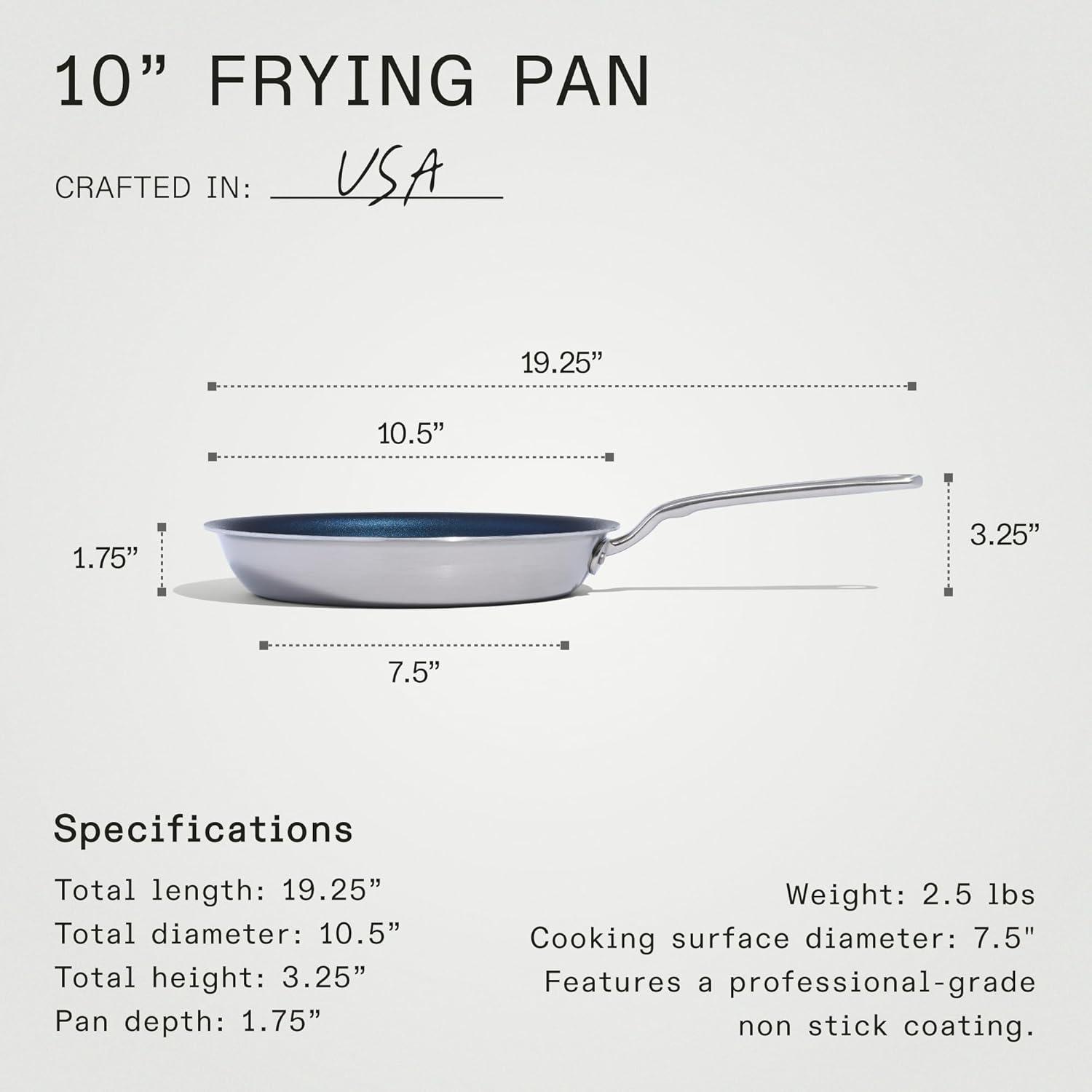 image:imageMade In Cookware ProCoat 10 Non Stick Frying Pan Harbour Blue 5 Ply Stainless Clad Nonstick Professional Cookware Induction CompatibleHarbour Blue