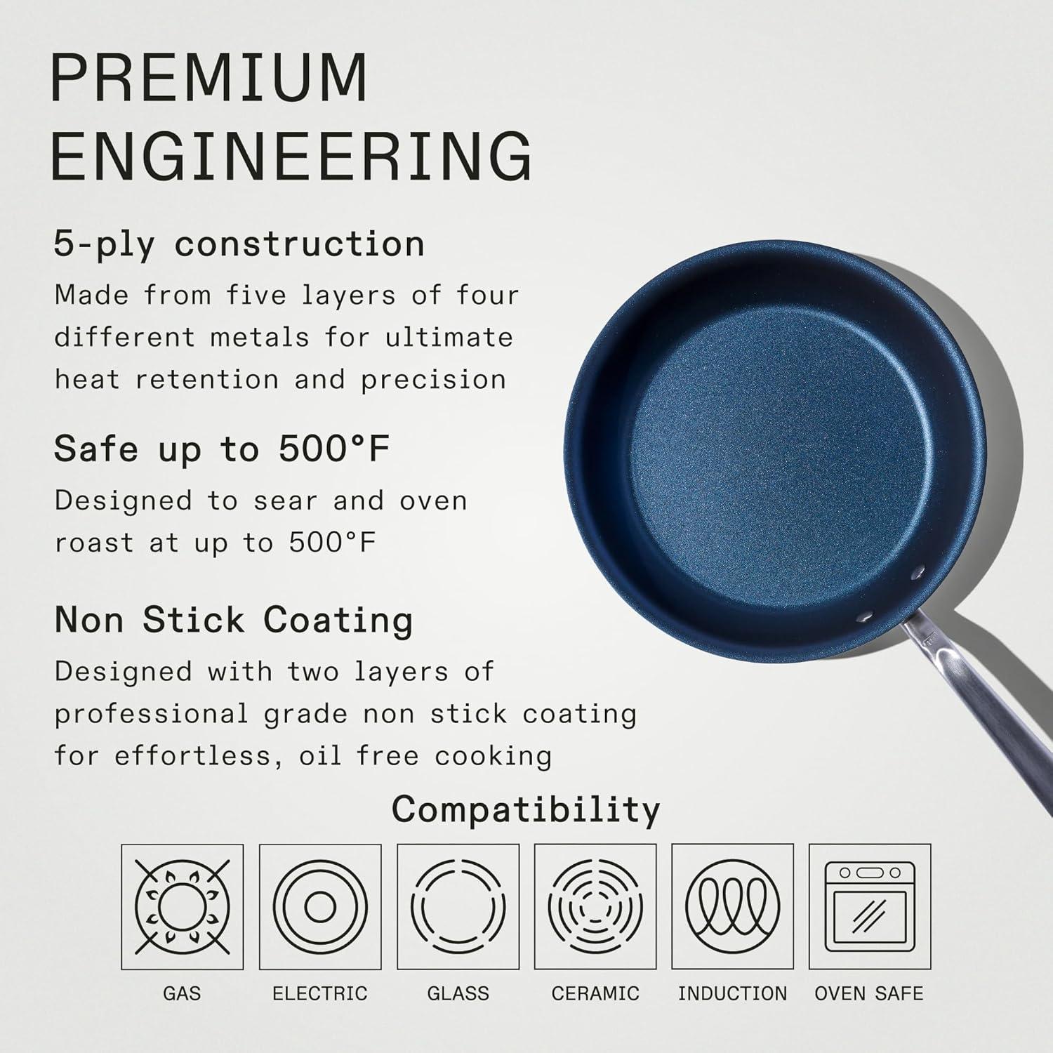 image:imageMade In Cookware ProCoat 10 Non Stick Frying Pan Harbour Blue 5 Ply Stainless Clad Nonstick Professional Cookware Induction CompatibleHarbour Blue
