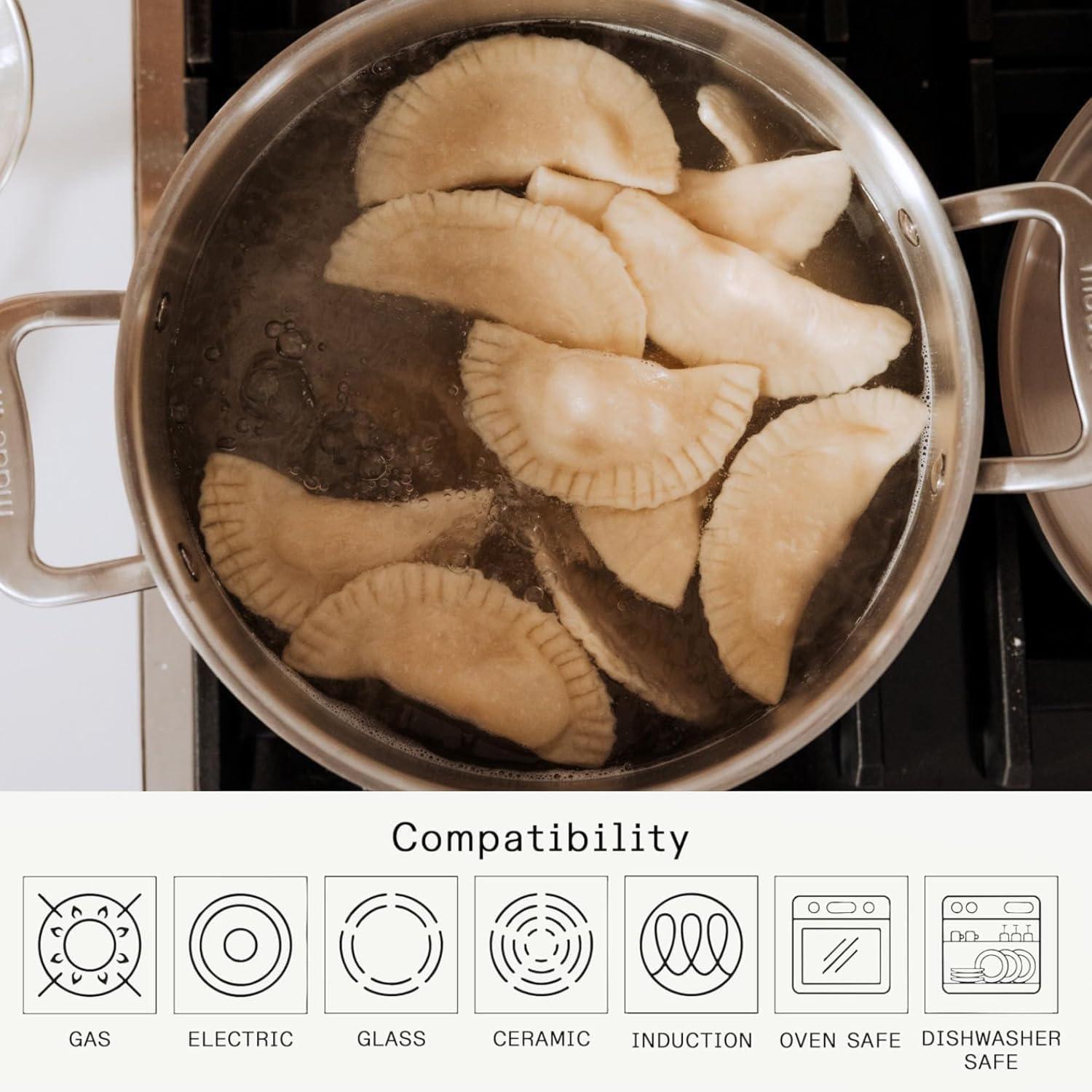 image:imageMade In Cookware 8 Quart Stainless Steel Stock Pot With Lid and Pasta Insert 5 Ply Stainless Clad Professional Cookware Crafted in Italy Induction Compatible8 Quart Stock Pot with Lid