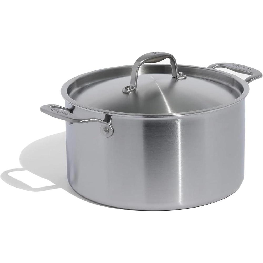 image:imageMade In Cookware 8 Quart Stainless Steel Stock Pot With Lid and Pasta Insert 5 Ply Stainless Clad Professional Cookware Crafted in Italy Induction Compatible8 Quart Stock Pot with Lid