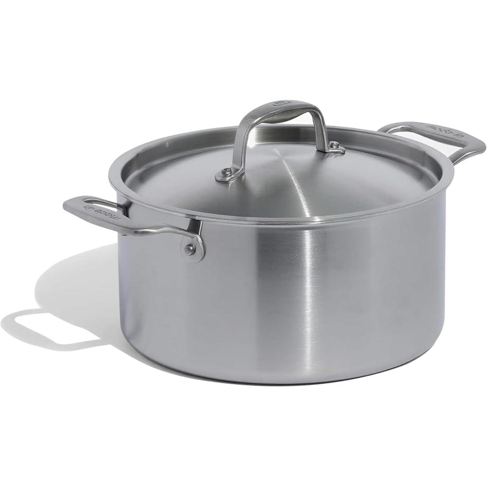 image:imageMade In Cookware 8 Quart Stainless Steel Stock Pot With Lid and Pasta Insert 5 Ply Stainless Clad Professional Cookware Crafted in Italy Induction Compatible6 Quart Stock Pot with Lid