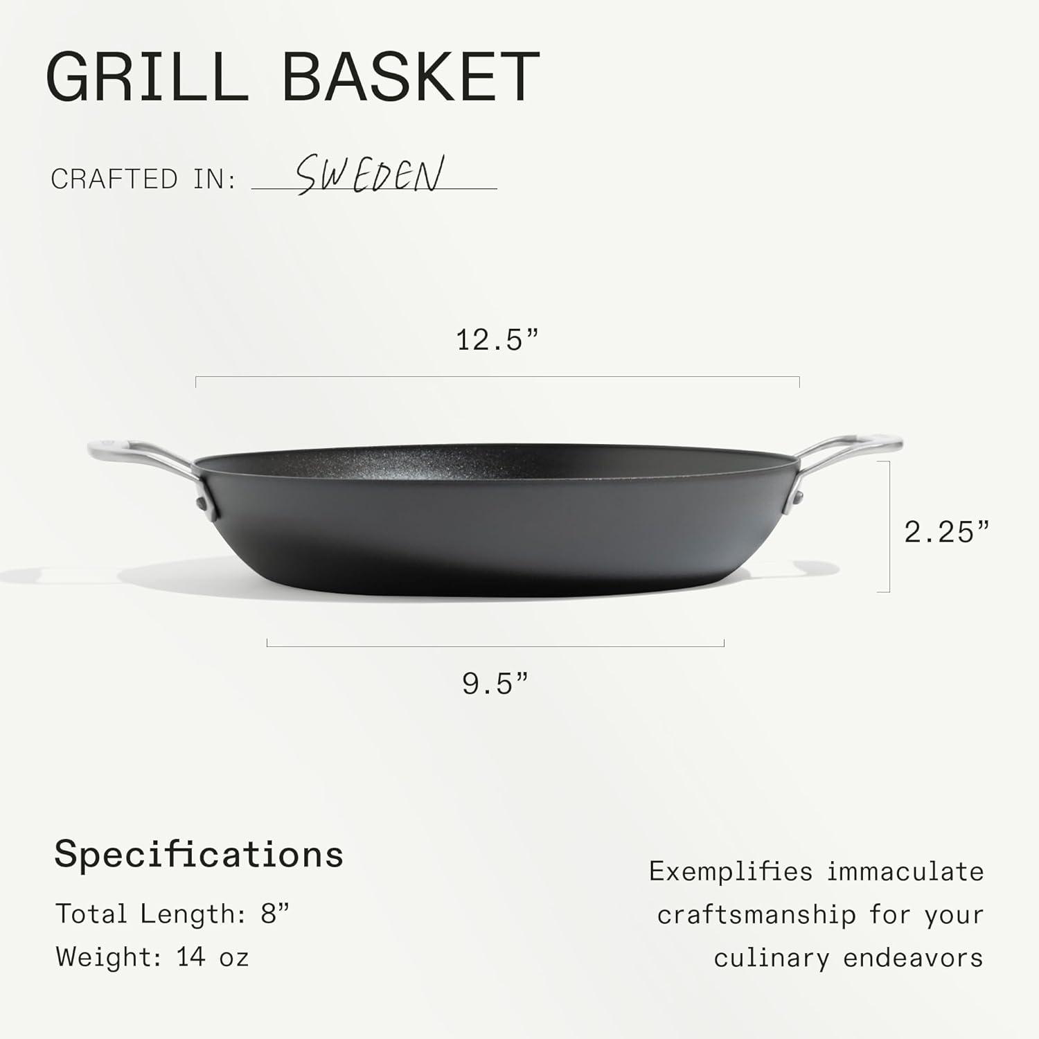 image:imageMade In Cookware 12 Seasoned Carbon Steel Grill Basket Like Cast Iron but Better Professional Cookware Crafted in Sweden Naturally NonStick