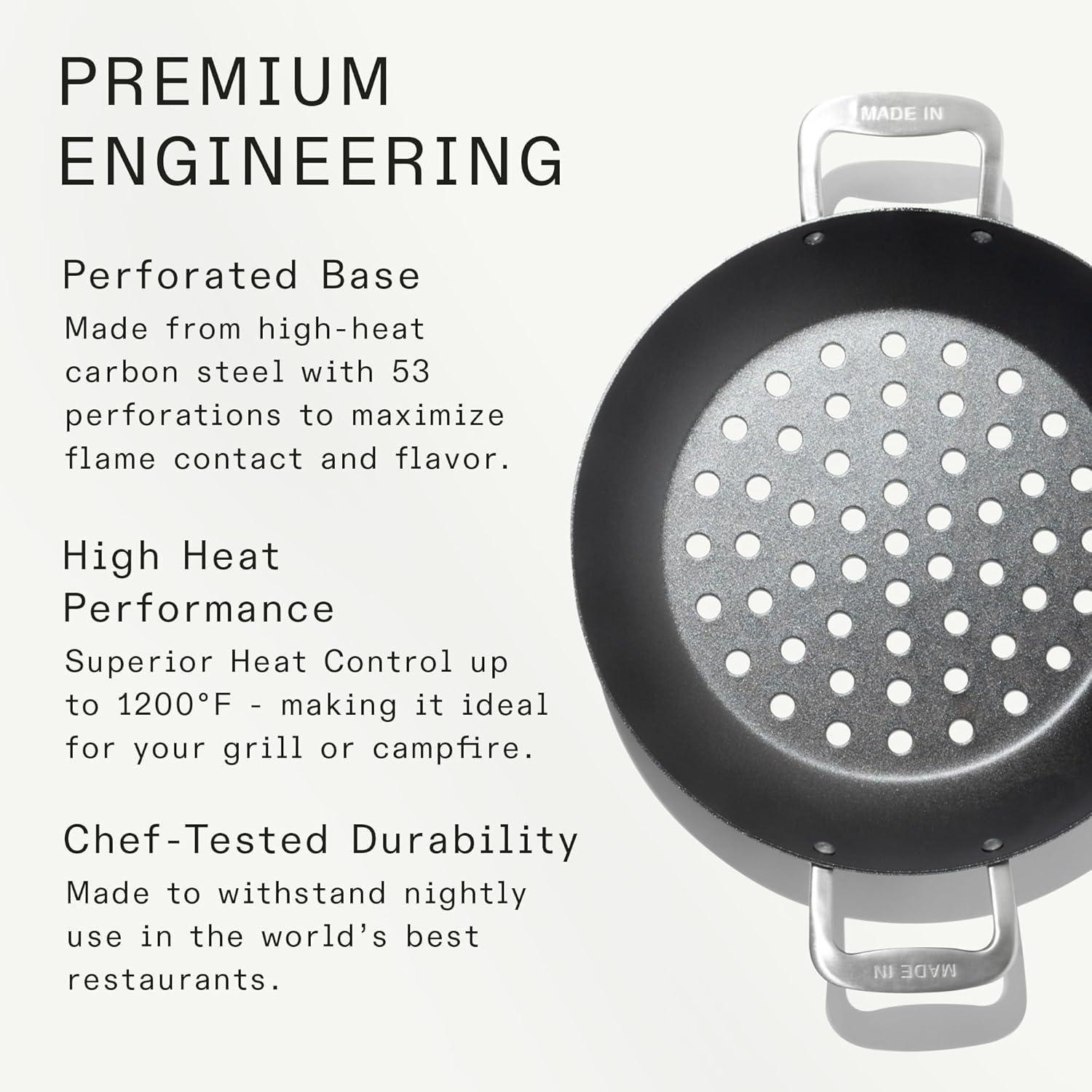 image:imageMade In Cookware 12 Seasoned Carbon Steel Grill Basket Like Cast Iron but Better Professional Cookware Crafted in Sweden Naturally NonStick