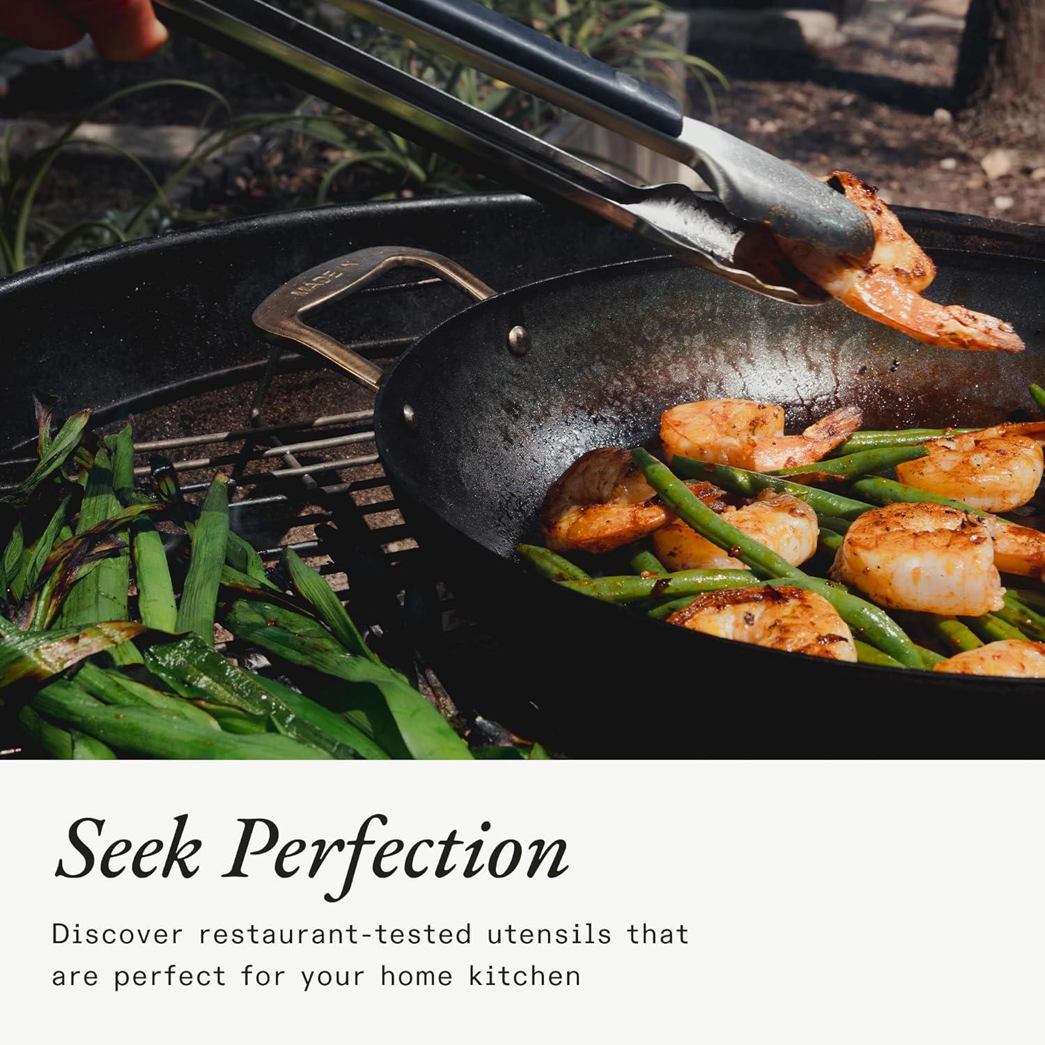image:imageMade In Cookware 12 Seasoned Carbon Steel Grill Basket Like Cast Iron but Better Professional Cookware Crafted in Sweden Naturally NonStick