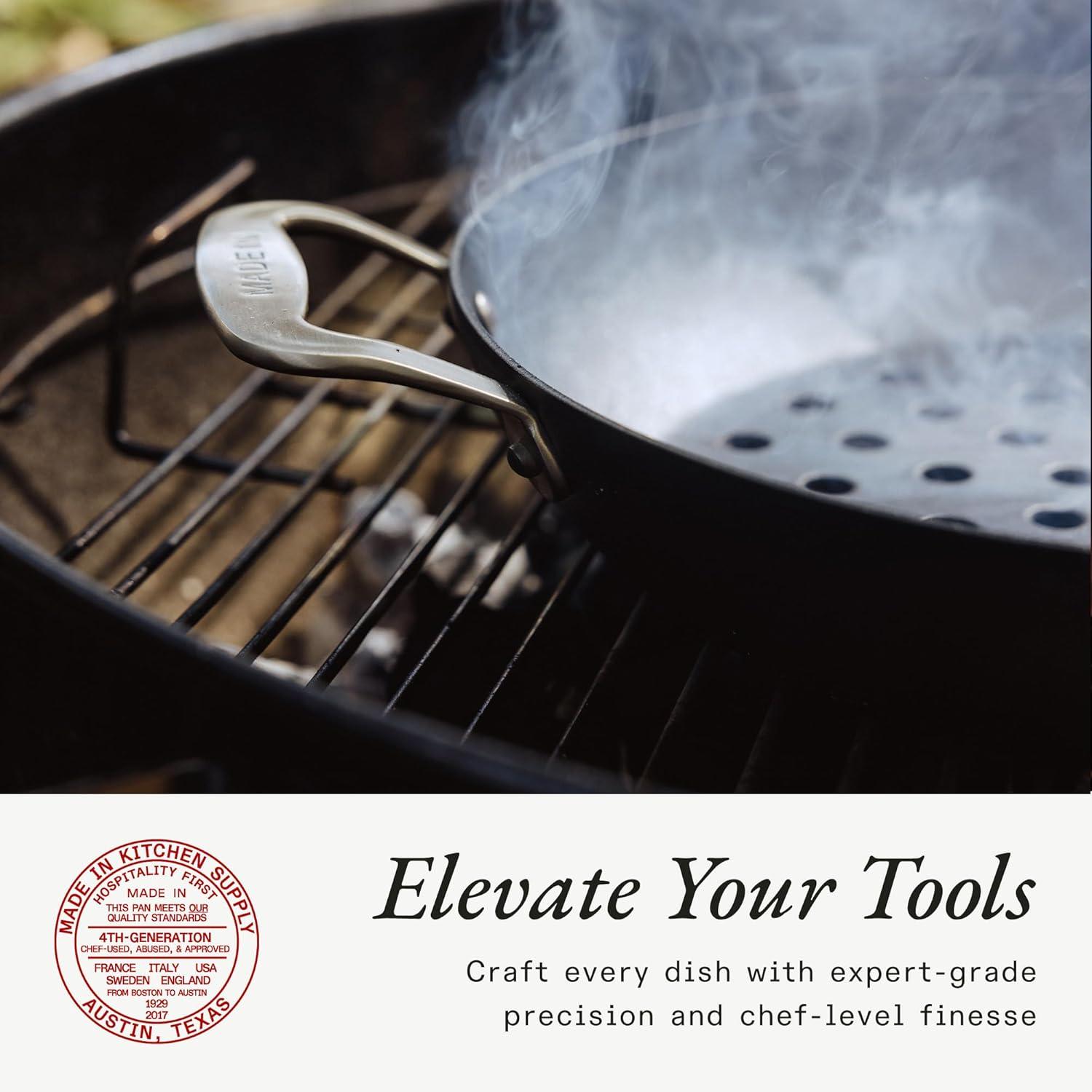 image:imageMade In Cookware 12 Seasoned Carbon Steel Grill Basket Like Cast Iron but Better Professional Cookware Crafted in Sweden Naturally NonStick