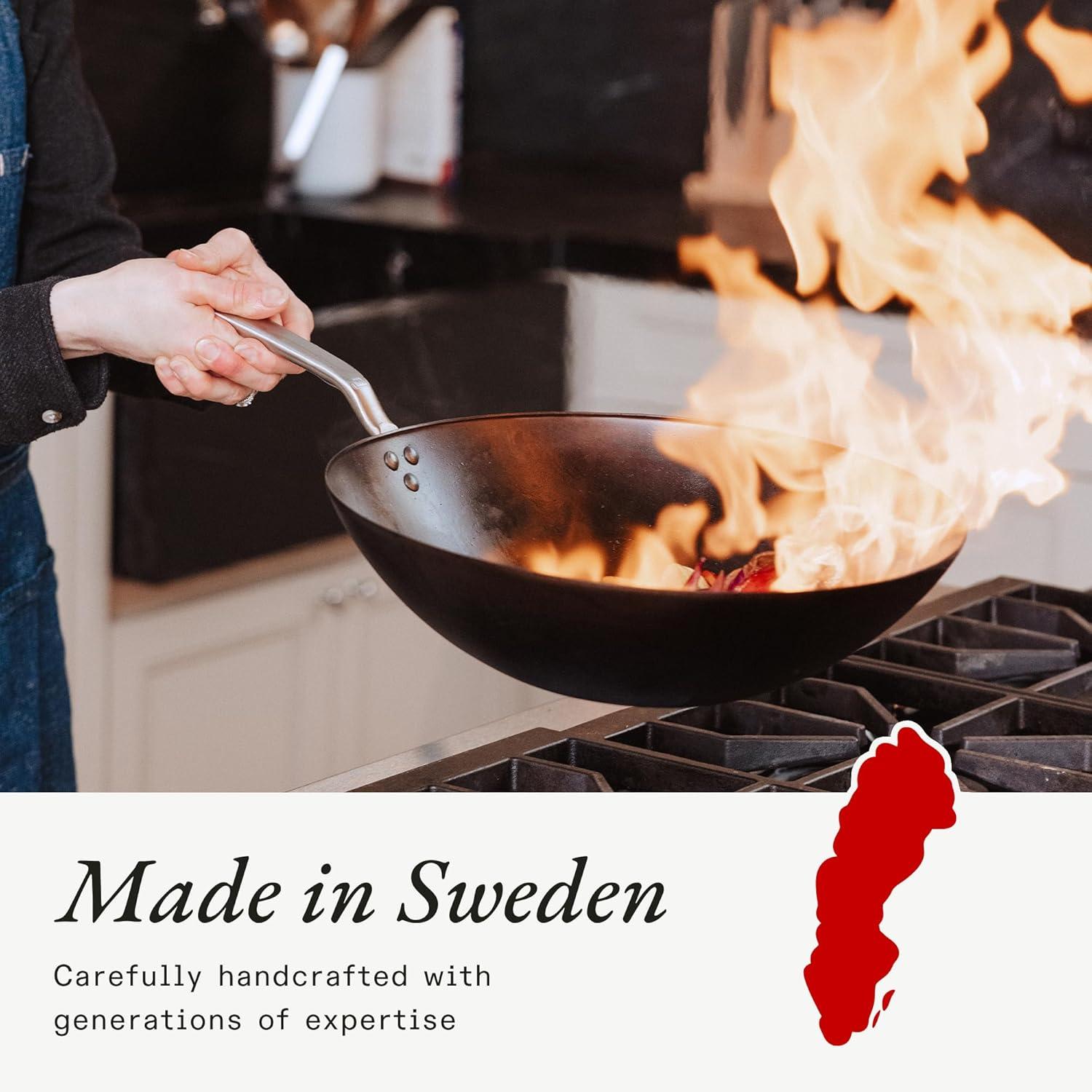 image:imageMade In Cookware Seasoned Carbon Steel Frying Pan Set Includes Frying Pans and Wok Like Cast Iron but Better Professional Cookware Crafted in Sweden Induction Compatible