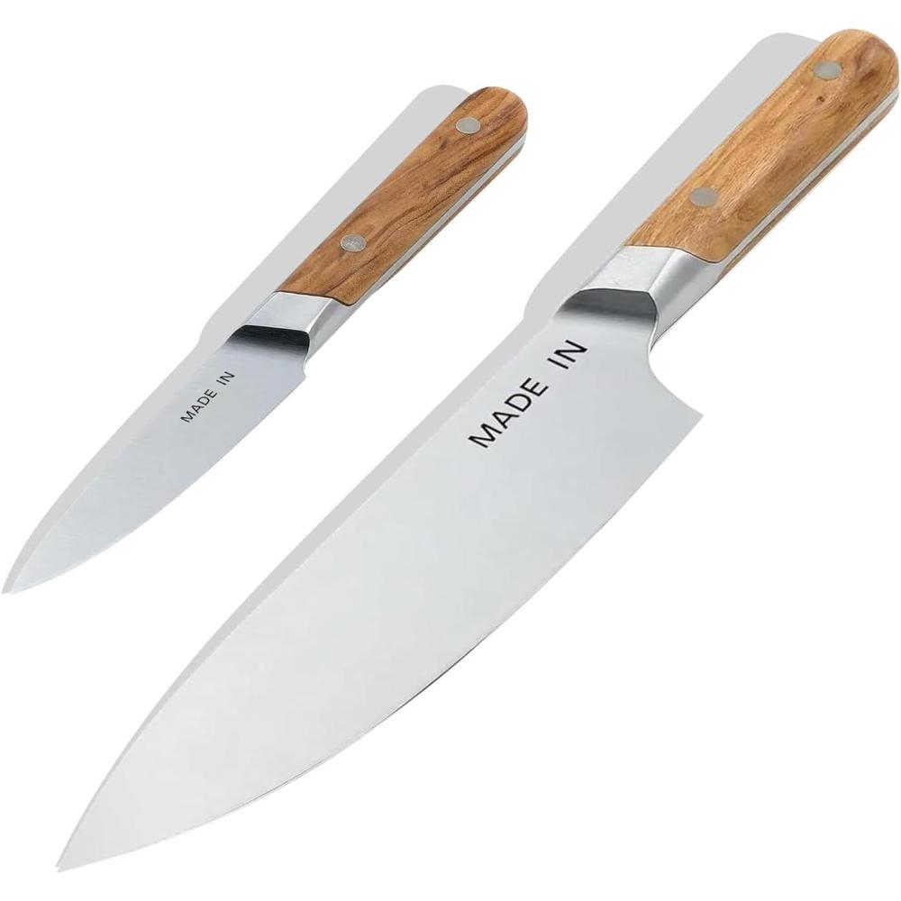 image:imageMade In Cookware 2Piece Knife Set Includes Chef Knife and Paring Knife Full Tang With Truffle Black Handle FranceOlive Wood