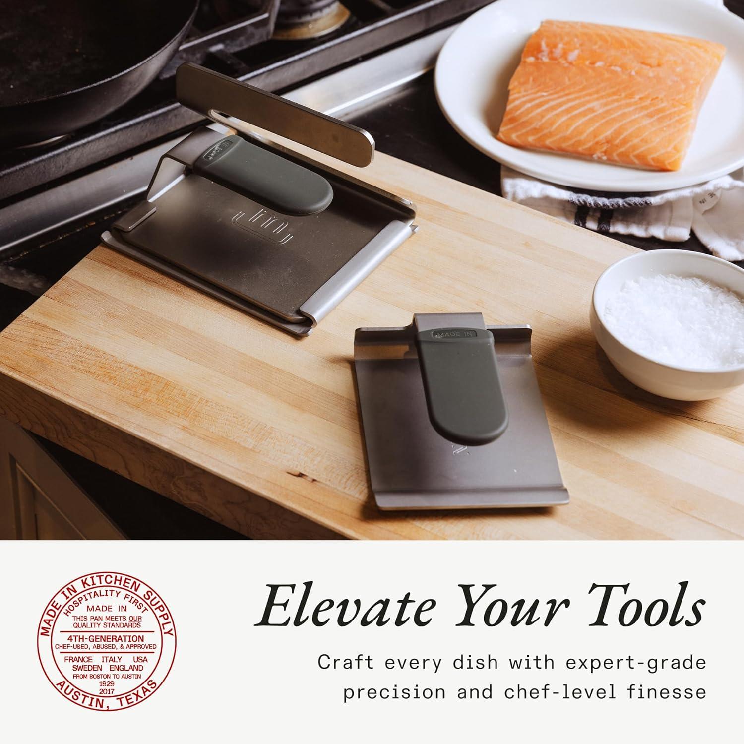 image:imageMade In Cookware 2Piece Weighted Press Set 304 Stainless Steel Graduated Weights Silicone Handles and Nesting Storage