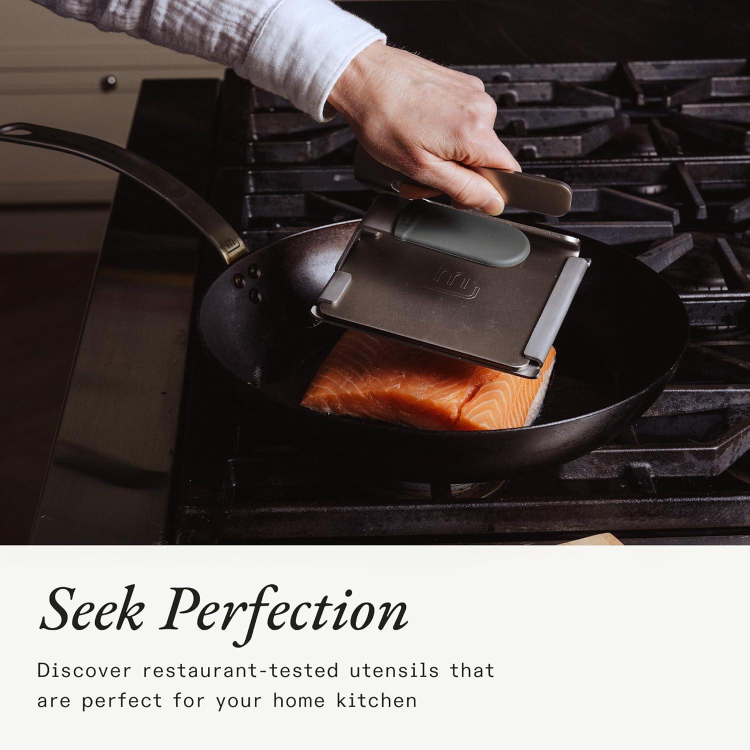 image:imageMade In Cookware 2Piece Weighted Press Set 304 Stainless Steel Graduated Weights Silicone Handles and Nesting Storage