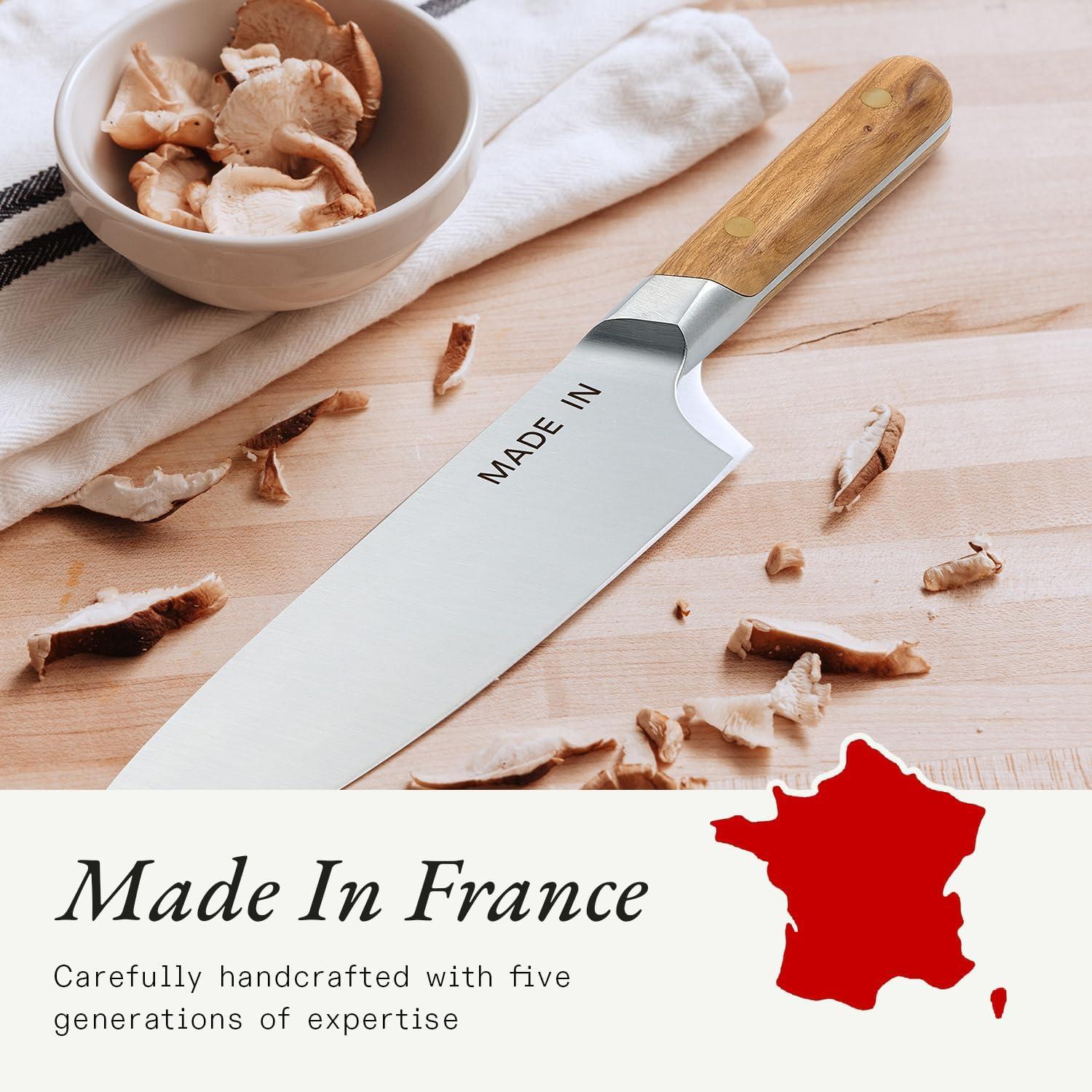 image:imageMade In Cookware 3Piece Knife Set Includes Chef Knife Bread Knife and Paring Knife Full Tang With Truffle Black Handle FranceOlive Wood