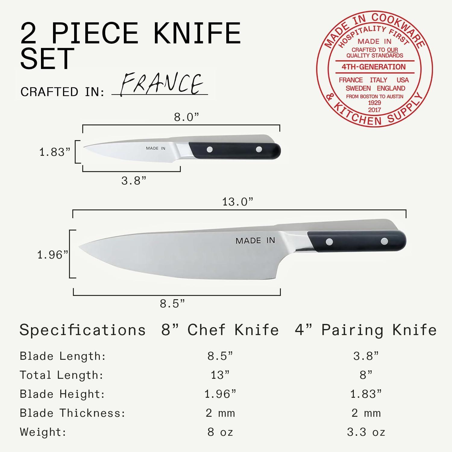 image:imageMade In Cookware 3Piece Knife Set Includes Chef Knife Bread Knife and Paring Knife Full Tang With Truffle Black Handle FranceTruffle Black