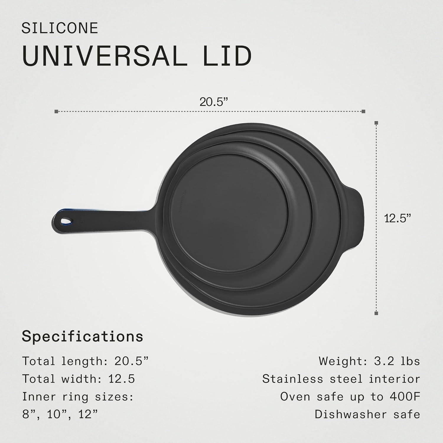 image:imageMade In Cookware 3Piece Stainless Clad Frying Pan Set with Universal Silicone Lid 5 Ply Stainless Clad Professional Cookware Crafted in Italy Induction Compatible
