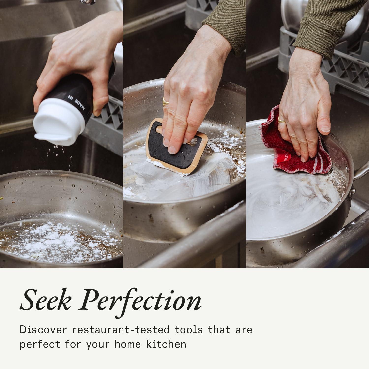 image:imageMade In Cookware 3Piece Stainless Steel Cleaning Set Includes Pan Scraper Scrub Cloth amp Stainless Steel Cleaner Complete Cleaning System Crafted in USA