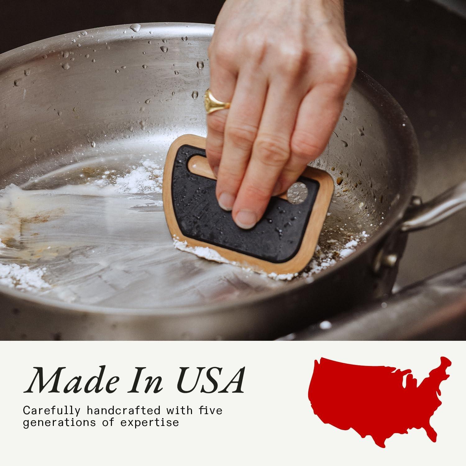 image:imageMade In Cookware 3Piece Stainless Steel Cleaning Set Includes Pan Scraper Scrub Cloth amp Stainless Steel Cleaner Complete Cleaning System Crafted in USA