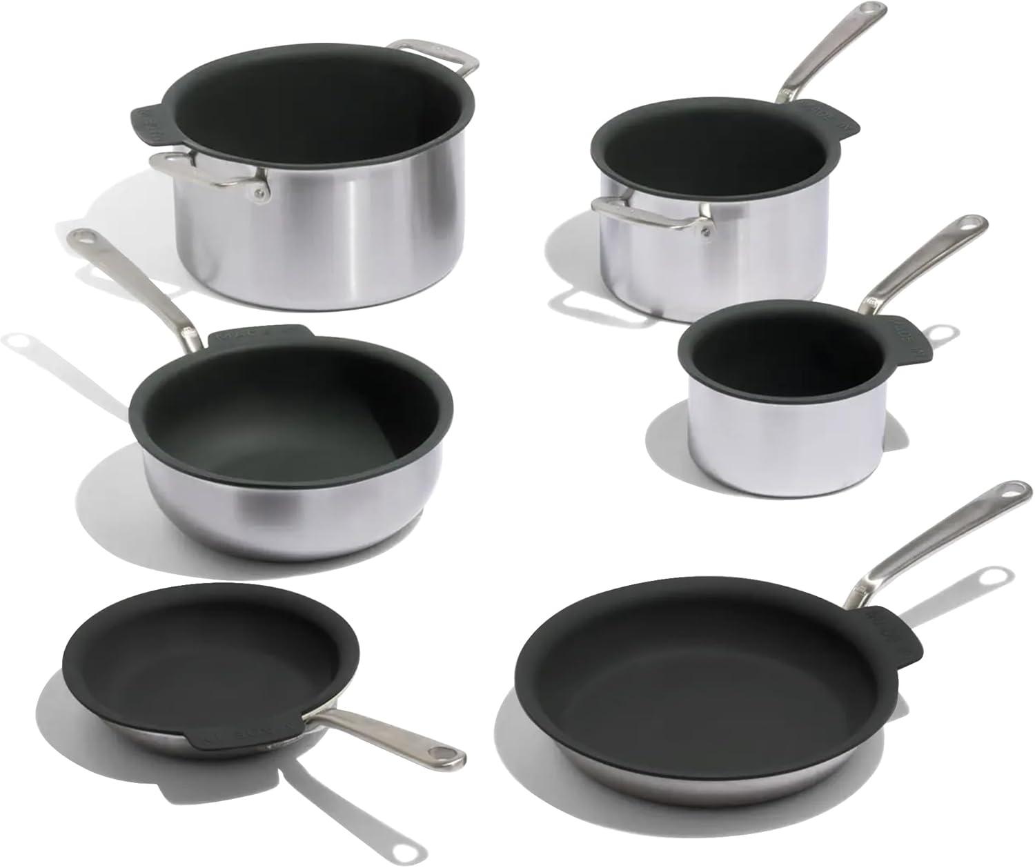 image:imageMade In Cookware 7Piece Pan Protector Set Molded Silicone Stackable Scratch Prevention Dishwasher Safe10Piece