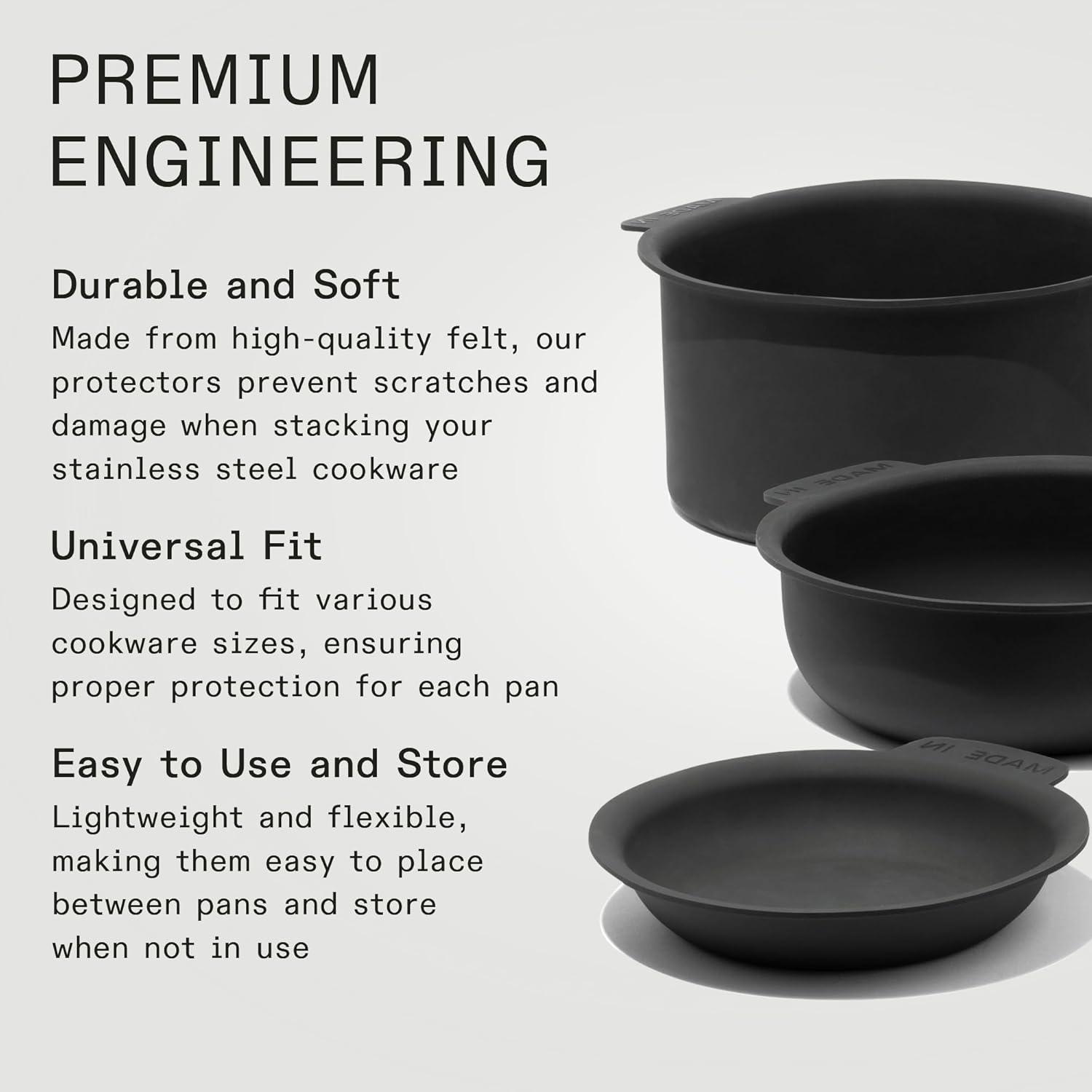 image:imageMade In Cookware 7Piece Pan Protector Set Molded Silicone Stackable Scratch Prevention Dishwasher Safe10Piece