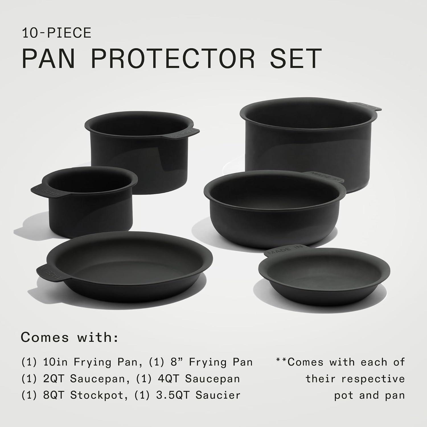 image:imageMade In Cookware 7Piece Pan Protector Set Molded Silicone Stackable Scratch Prevention Dishwasher Safe10Piece