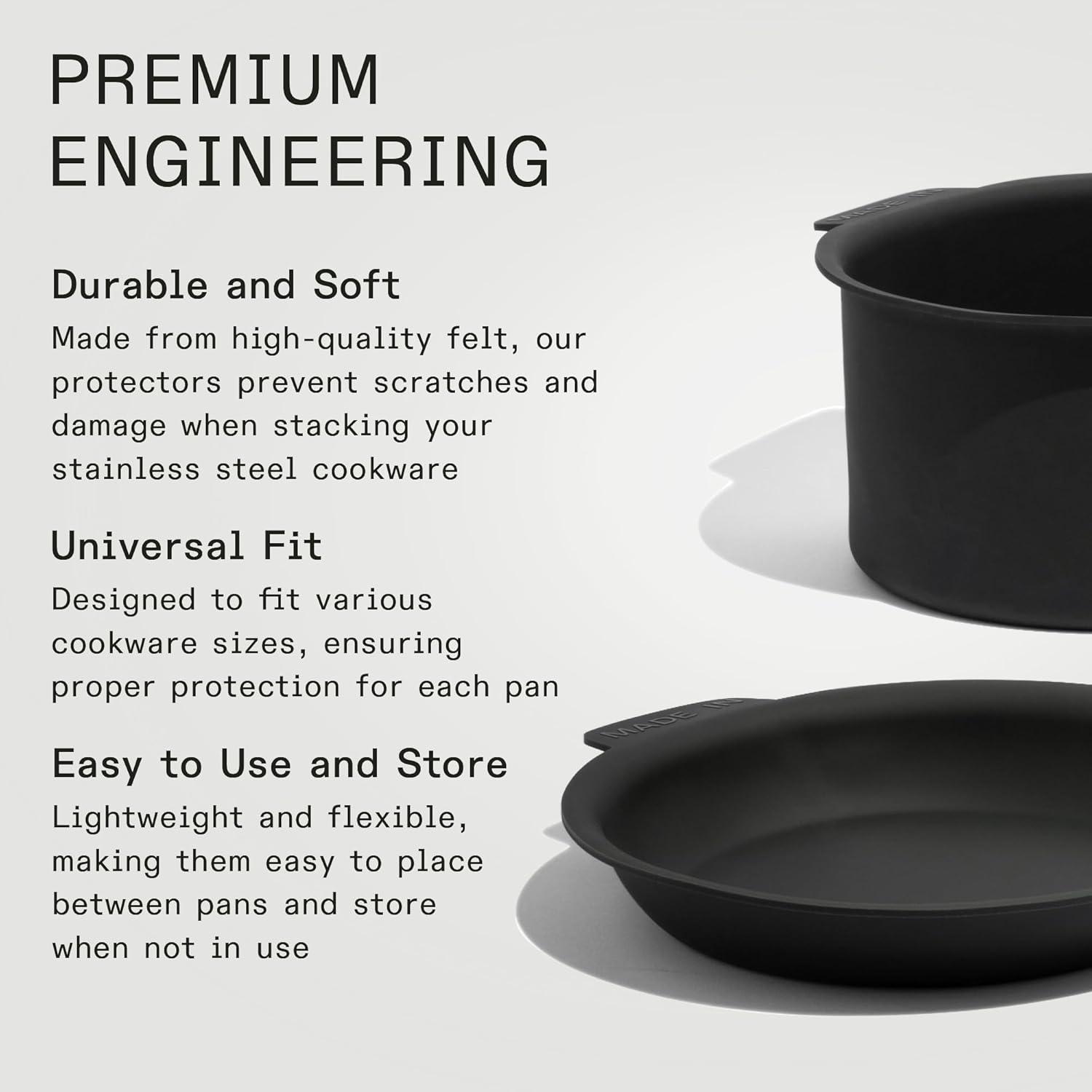 image:imageMade In Cookware 7Piece Pan Protector Set Molded Silicone Stackable Scratch Prevention Dishwasher Safe6Piece